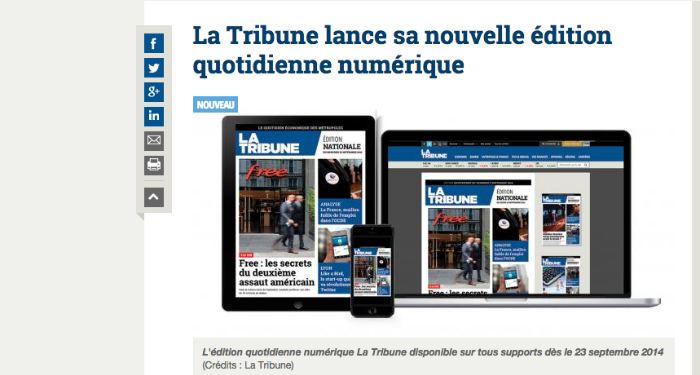 [Vu sur le net] La Tribune poursuit sa mutation, à la fois numérique et métropolitaine