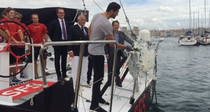 [Sport] Florent Manaudou baptise SFS II le nouveau bateau de Lionel Péan à Marseille