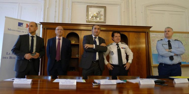 Laurent Nuñez (au centre) à l'époque où il était préfet de police des Bouches-du-Rhône (archives Gomet')