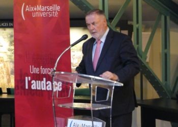 Loïc Fauchon, le président du Conseil mondial de l'eau ici lors d'une intervention à Aix Marseille Université (archives Gomet').
