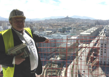 Marc Pietri, en 2017, dans la tour La Marseillaise en construction.