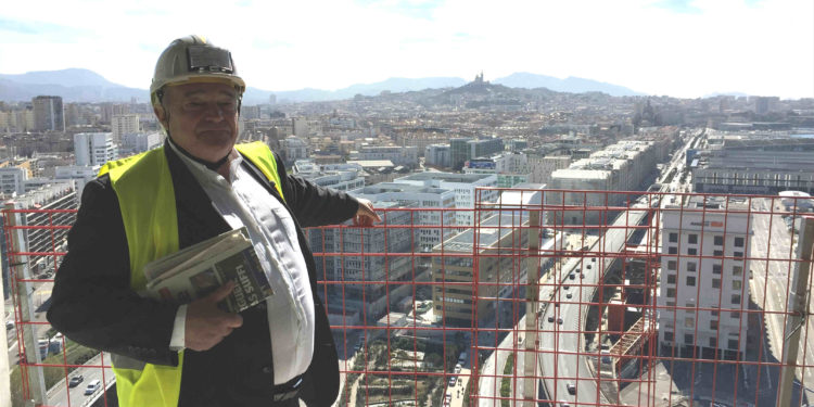 Marc Pietri, en 2017, dans la tour La Marseillaise en construction.