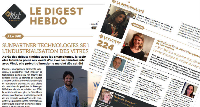 A la une du Digest Hebdo n°15, les dernières avancées de Sunpartner