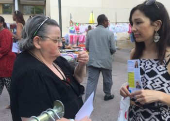 Alexandra Louis sur le marché de Frais Vallon au printemps 2017 lors de la campagne des législatives (archives Gomet')