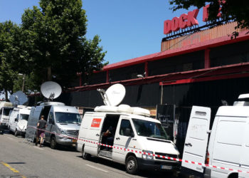 Les médias mobilisés au QG de campagne de Mélenchon