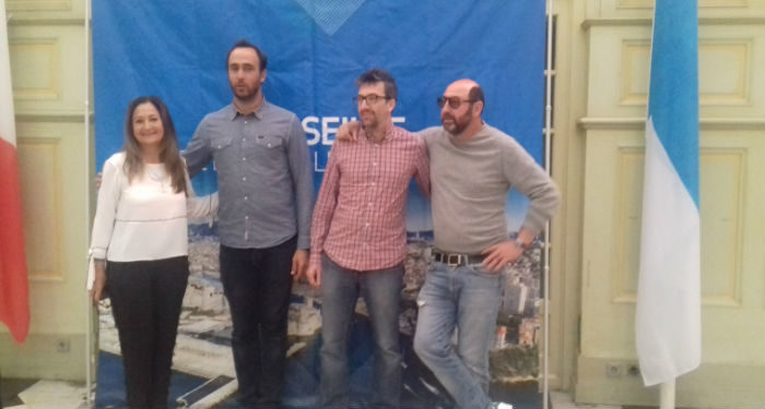 Tournage de "Beau-fils à papa" de François Desagnat avec Kad Merad et Julie Gayet