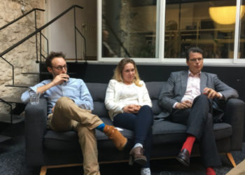 Adrien Aumont (fondateur KKBB), Fanny Havas (KKBB) et Benoit de Rosamel (Banque Postale) au Wagon