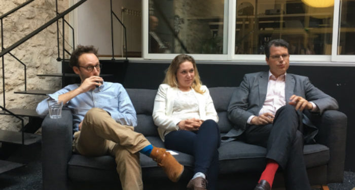 Adrien Aumont (fondateur KKBB), Fanny Havas (KKBB) et Benoit de Rosamel (Banque Postale) au Wagon