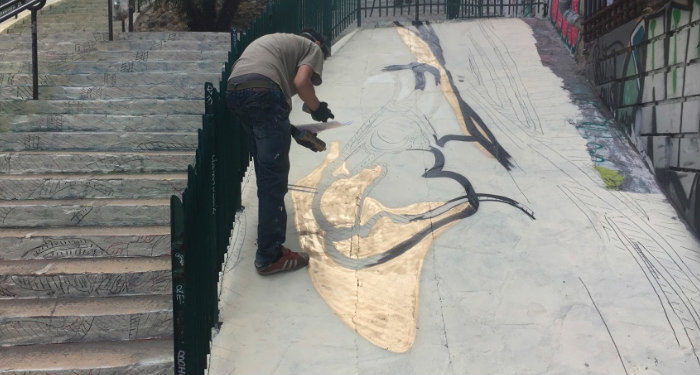 Anamorphose de Mahn Kloix dans le cadre du Festival Street Art