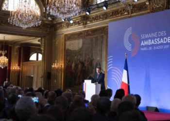 La conférence des ambassadeurs à paris lundi avec le discours d'Emmanuel Macron (Photo Elysée).