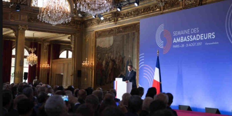 La conférence des ambassadeurs à paris lundi avec le discours d'Emmanuel Macron (Photo Elysée).