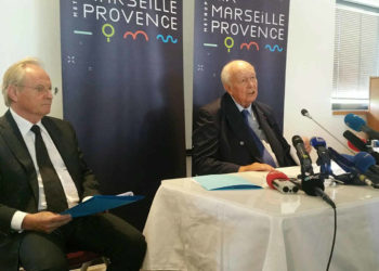 Au Pharo, mardi 4 septembre 2018, Jean-Claude Gaudin avec Jean-Claude Gondard, le DGS de la Métropole et de la Ville de Marseille (Crédit Photo JYD)
