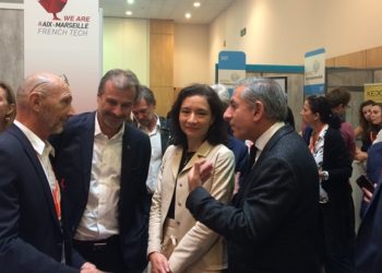 Delphine Gény-Stephann s'est rendu sur le stand Aix-Marseille French Tech (Crédit RM)