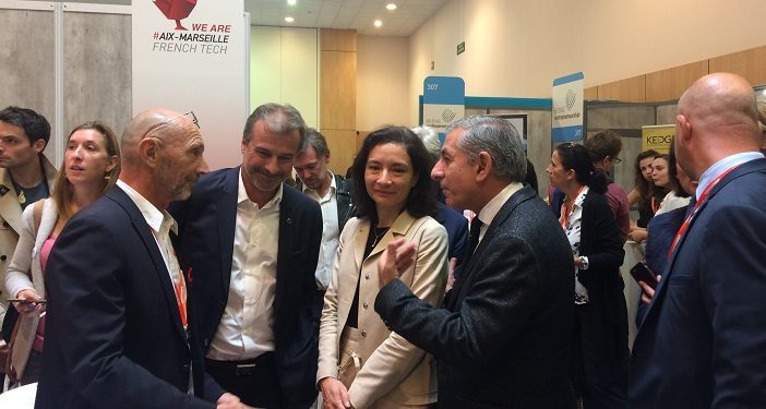 Delphine Gény-Stephann s'est rendu sur le stand Aix-Marseille French Tech (Crédit RM)