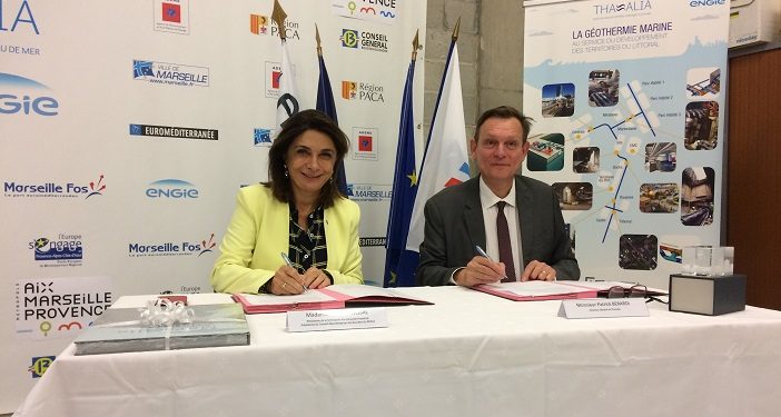 Martine Vassal, la présidente de la Métropole, et Patrick Berardi, le directeur de Thassalia, ont signé une convention de partenariat (Crédit RM)