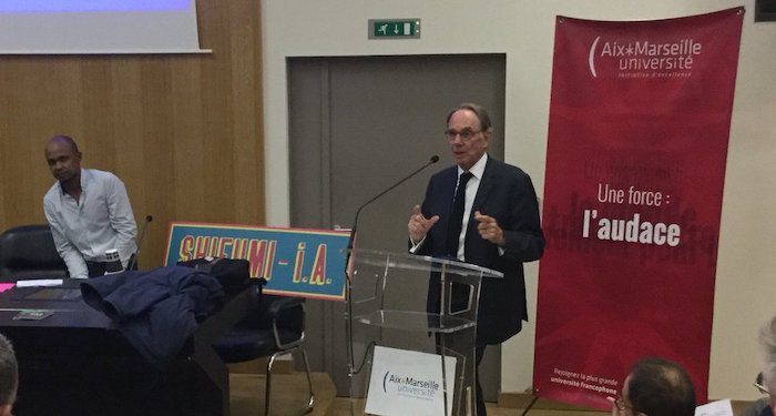 Liva Ralaivola & Yvon Berland. Photo : Aix-Marseille Université via Twitter.