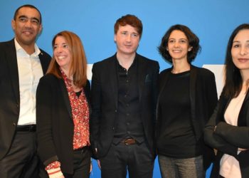Bertrand Mas-Fraissinet (référent LREM 13) avec les députés marseillais de la majorité (Photo : archives Gomet')