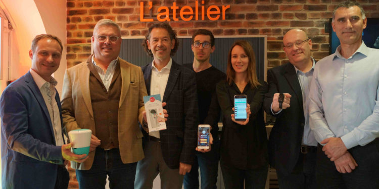 Les responsables des start-up avec Fabien Finucci (2e en partant de la gauche) Crédit M.R.