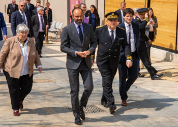 Edouard Philippe, Jacqueline Gourault, le préfet Dartout et Julien Denormandie à Marseile vendredi 12 avril 2019 (Crédit photo JY Delattre)