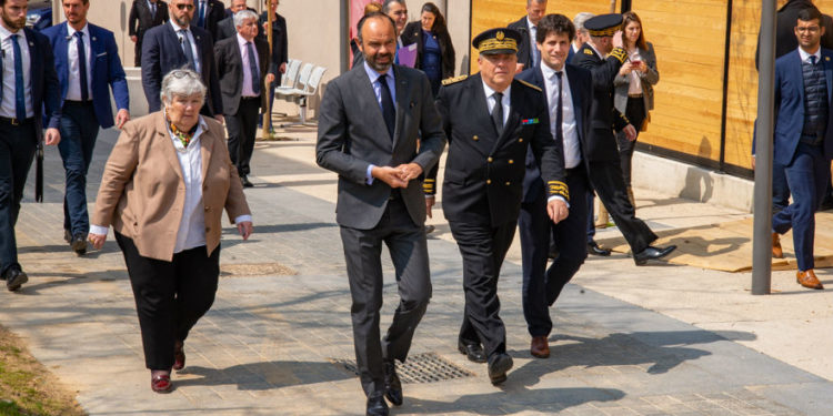 Edouard Philippe, Jacqueline Gourault, le préfet Dartout et Julien Denormandie à Marseile vendredi 12 avril 2019 (Crédit photo JY Delattre)