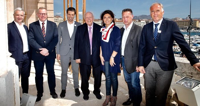 Martine Vassal et Jean-Claude Gaudin ont présenté leur projet de marina olympique à côté du Mucem à Tony Estanguet, président du Comité d'Organisation des JO 2024