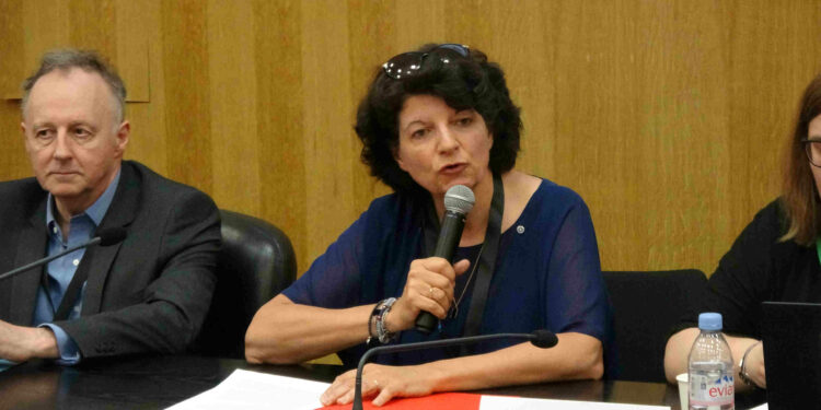 Marie-Hélène Pebayle, la présidente de DFCG Provence mardi 11 juin au Pharo à Marseille (Photo Gomet').