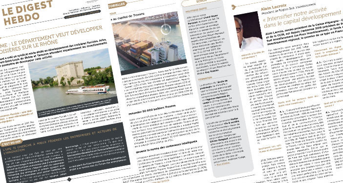 A la Une du Digest Hebdo 103 : Le tourisme fluvial, un filon en or à exploiter dans le département