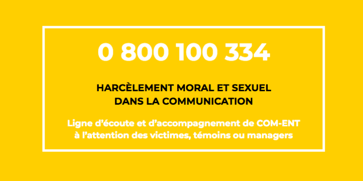 Une ligne d’écoute contre le harcèlement dans le monde de la communication