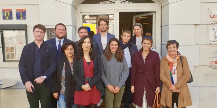 Une partie des signataires de l'appel à la mobilisation des femmes autour d'Alexandra Louis et Marlène Schiappa (Photo Guillaume Jesberger).
