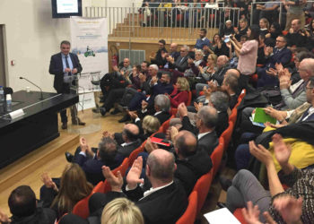 Eric Berton mecredi 15 janvier lors de ses premiers voeux au personnel d'Amu (Photo Gomet').