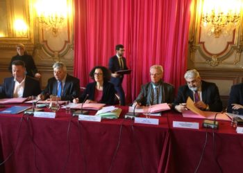 Emmanuel Wargon aux côtés de Roger Meï et Jean-Pascal Gourmes (à droite) et le préfet Pierre Dartout (à gauche)