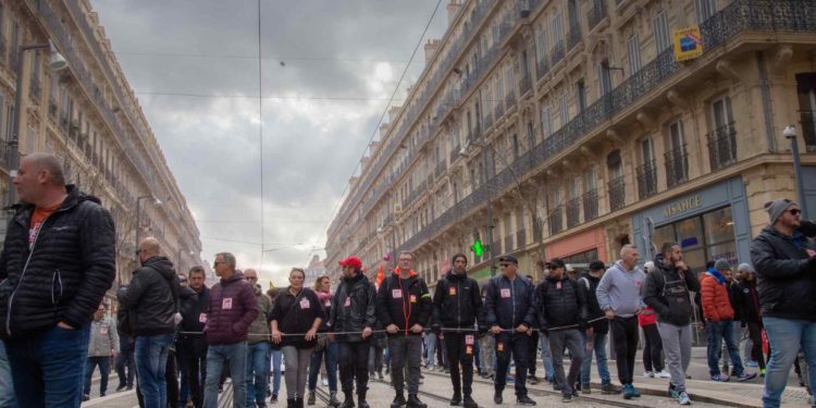 Manifestation de la CGT des ports mardi 14 janvier 2020 à Marseille (Photo JYD/Gomet')