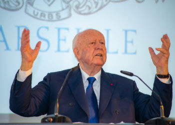 Jean-Claude Gaudin lors de ses derniers voeux à la presse en janvier 2020 (crédit : JYD Gomet')