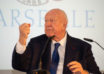 Jean-Claude Gaudin lors de ses derniers voeux à la presse en tant que maire de Marseille (crédit : JYD Gomet')