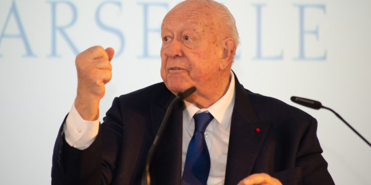 Jean-Claude Gaudin lors de ses derniers voeux à la presse en tant que maire de Marseille (crédit : JYD Gomet')