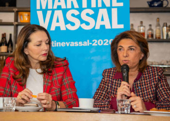 Martine Vassal et Valérie Boyer lors des voeux de la candidate aux municipales à Marseille jeudi 16 janvier 2020 (Photo JYD/Gomet').