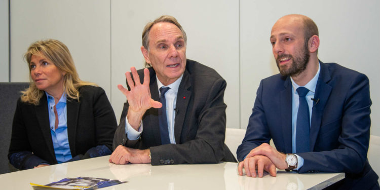 Yvon Berland avec Stanislas Guerini et Caroline Pozmentier vendredi 31 janvier (Photo JYD/Gomet').