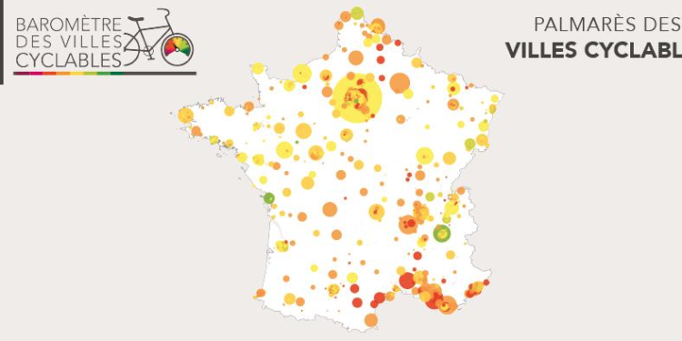 Cartographie du baromètre parlons vélo 2019