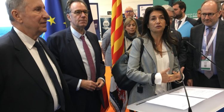 Renaud Muselier aux côtés de Christine Cabau-Woehrel et Bernard Kleynhoff au salon Euromaritime