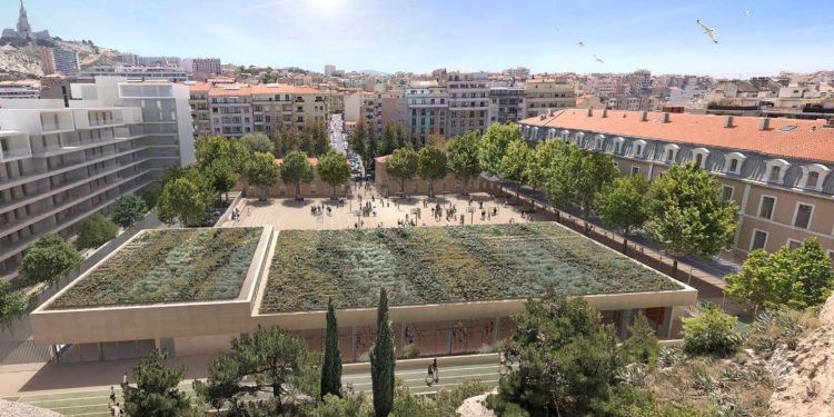 Les premières images du nouveau collège Gaston Defferre à Marseille (Crédit Leteissier-Corriol)