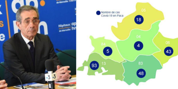 Le dernier décompte de cas au coronavirus covid-19 fournir par l'ARS alors que l'AP-HM (ici le directeur Jean-Olivier Arnaud) se prépare au plan blanc. (Photo @aphm_actu)