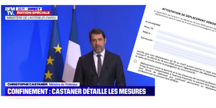 Christophe Castaner lundi 16 mars annonce dans la soirée le détail des dispositions de confinement en France (Crédit capture BFMTV)