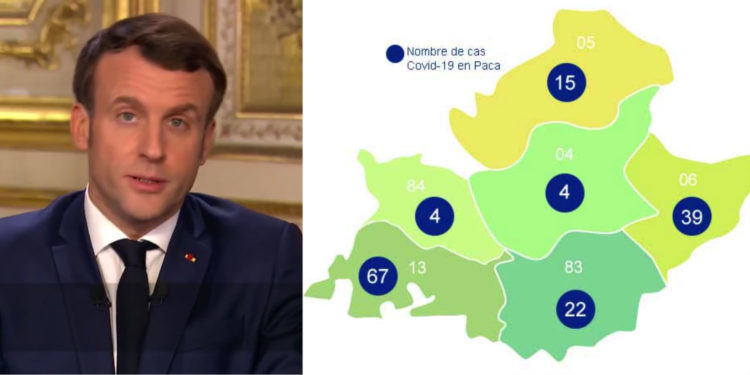 Le nombre de cas de personnes contaminées au coronavirus dans la région a été diffusée peu avant l'intervention d'Emmanuel Macron.(source ARS)