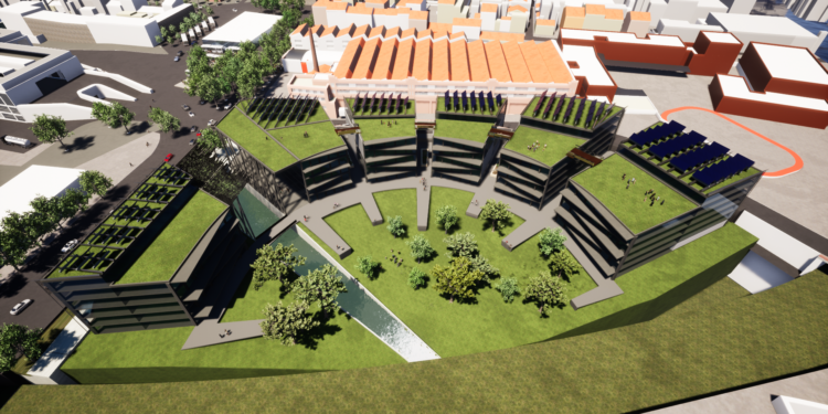 Theodora intègre le ruisseau des Aygalades et mise sur de grands espaces verts connectés pour permettre le travail en extérieur (Crédit LVEG)