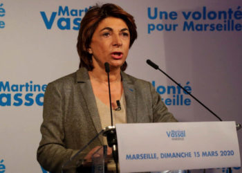 Martine Vassal dimanche soir 15 mars lors de sa prise de parole après le 1er tour des municipales (Crédit @vassal2020)