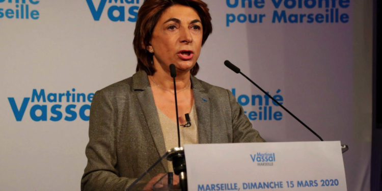 Martine Vassal dimanche soir 15 mars lors de sa prise de parole après le 1er tour des municipales (Crédit @vassal2020)