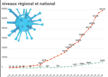 Covid-19 : plus de 6000 cas dans la région (+585)