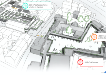 Le projet Epopée prévoit des bureaux, des espaces de spectacles et une ferme urbaine (Crédit Georges Albert architectes)