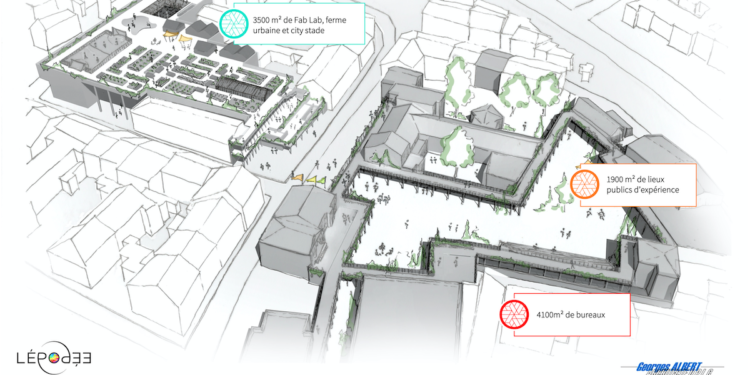 Le projet Epopée prévoit des bureaux, des espaces de spectacles et une ferme urbaine (Crédit Georges Albert architectes)