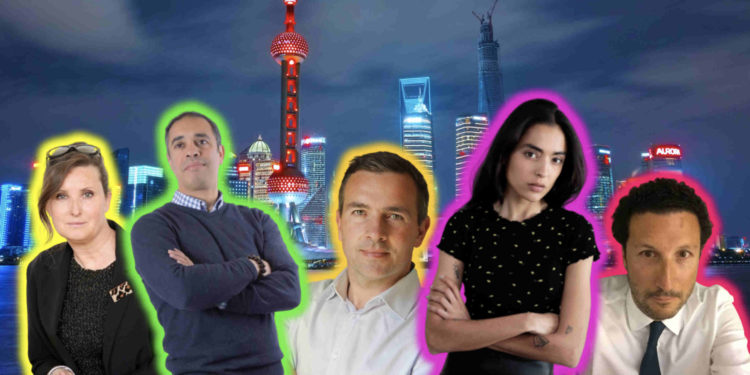 La première promotion de China Booster (de gauche à droite): Cécile Vialla, CEO de Corpo35, Adel Arigue, CEO d'Airbliss, David Desquiens, CEO d'Atelier Sainte Victoire, Kahina Mounier, CEO de Konjak Paris et Lionel Melka, President de Konjak Paris (Crédit DR).
